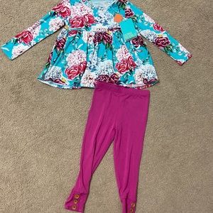 Posh Peanut Long Sleeve Peplum Legging 2 Piece Set